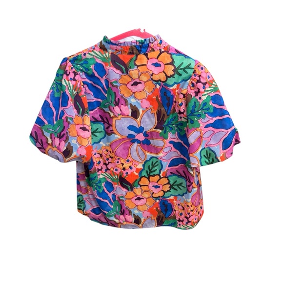 THML Multicolor Floral Puff-Sleeve Blouse - Picture 3 of 4